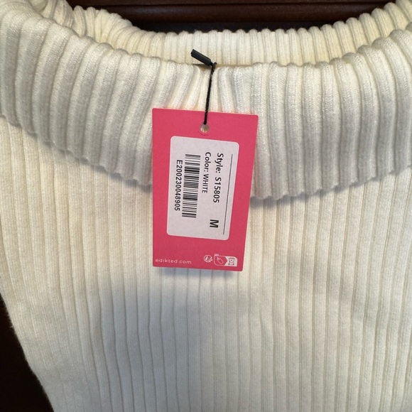 Edikted Off-Shoulder Ribbed White Sweater - Picture 2 of 5